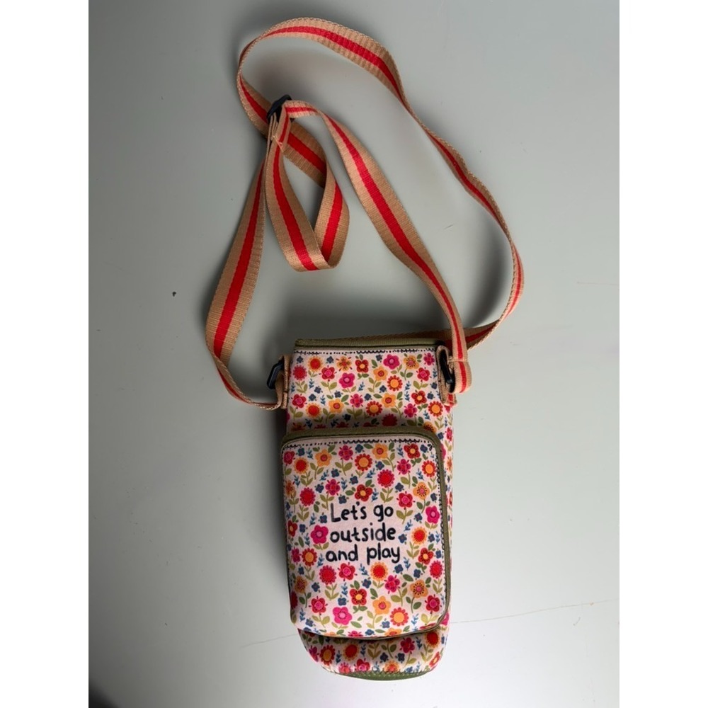 Natural Life Floral "Let's‎ Go Outside and Play" Water Bottle Sling Carrier Bag